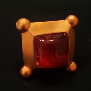 Rare vintage Karl Lagerfeld KL runway gripoix glass dome ring.